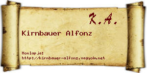 Kirnbauer Alfonz névjegykártya